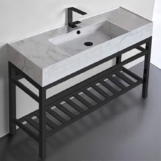 Modern Console Sink Vanity, Marble Style Sink, 48 inch